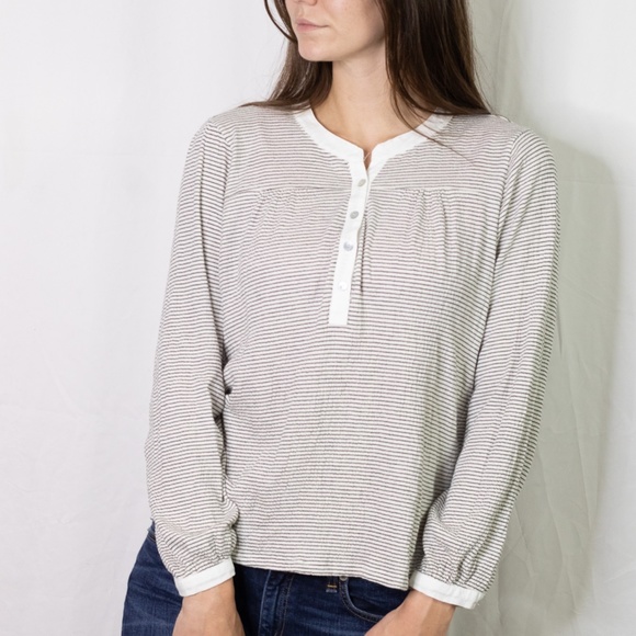 Dolan striped oversized 3/4 button down top - Picture 4 of 7
